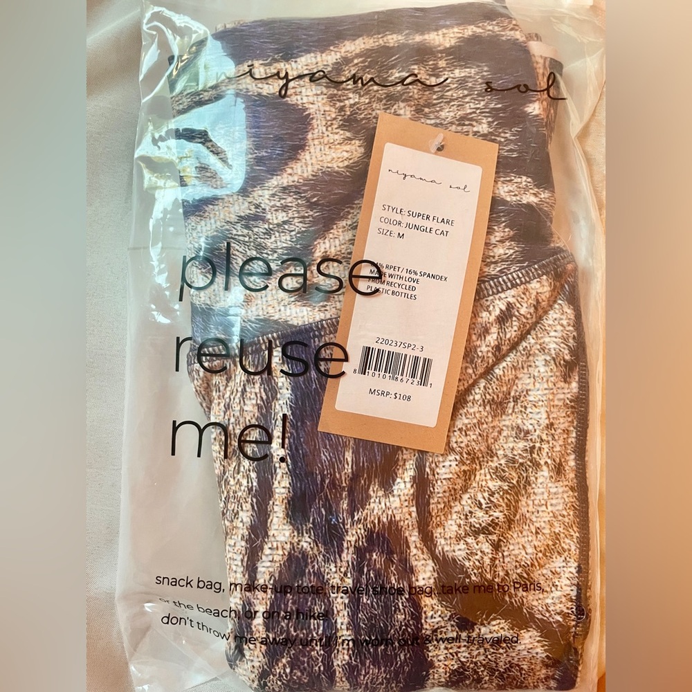 RARE- Jungle Cat Niyama Sol Flares, NEW! Sexy Indigo and tan animal print. Lapiz - Picture 6 of 7